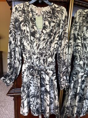 H&M Black and White Floral Dress